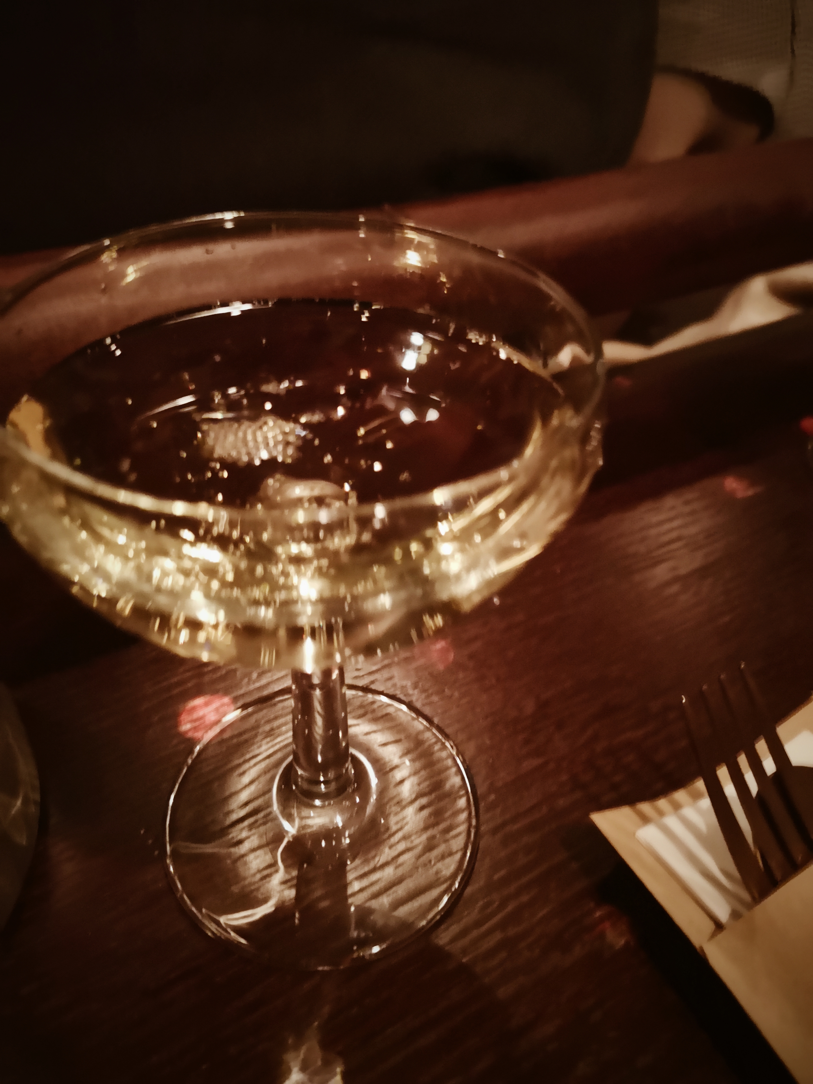 A coupe glass of champagne