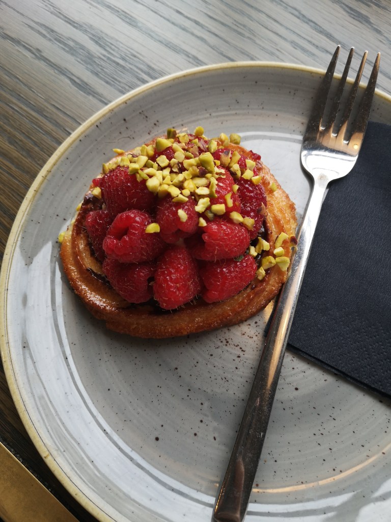 A lovely looking raspberry and pistachio pastry