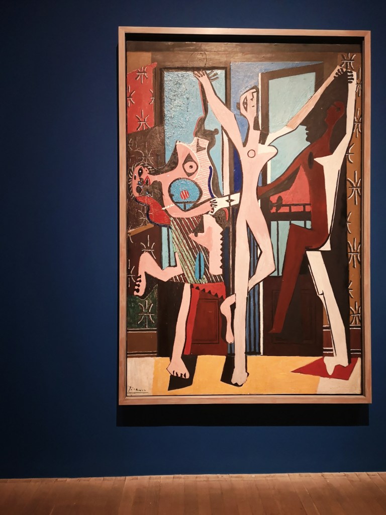 the painting Les Trois Danseuses by Picasso - funky shaped women dancing