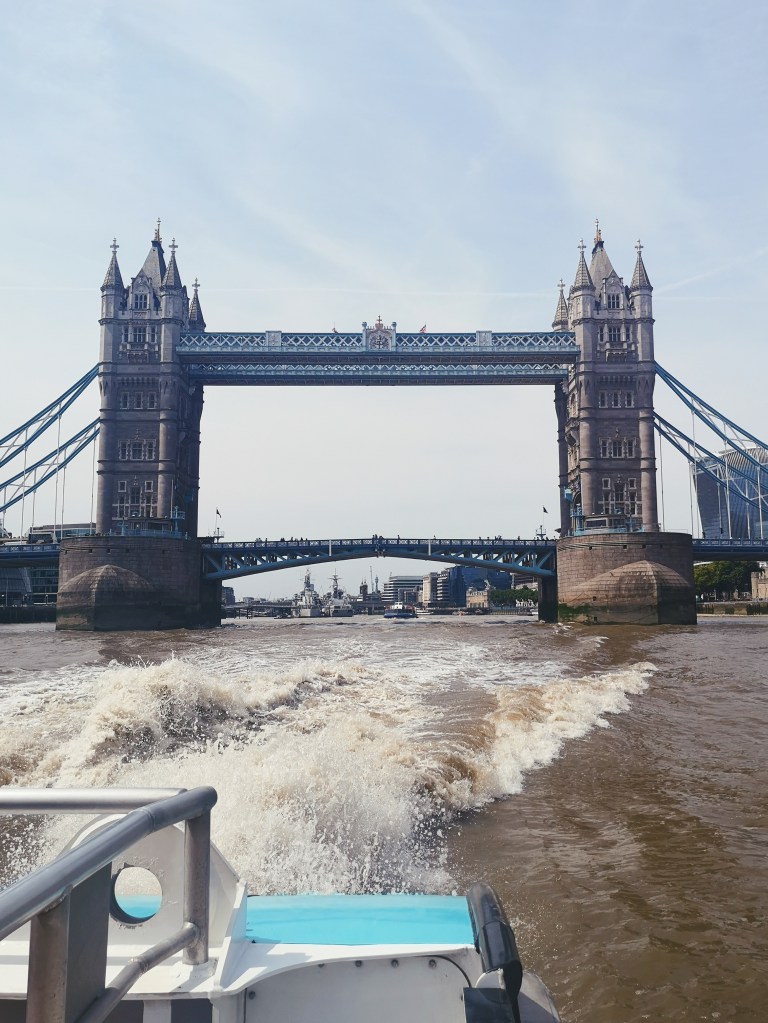 Tower bridge in London, two towers connected by two bridges in between