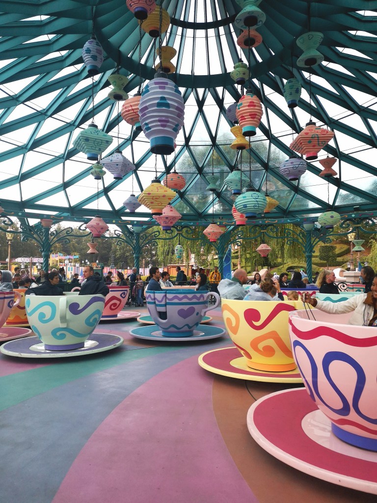 The teacup ride with colourful painted teacups