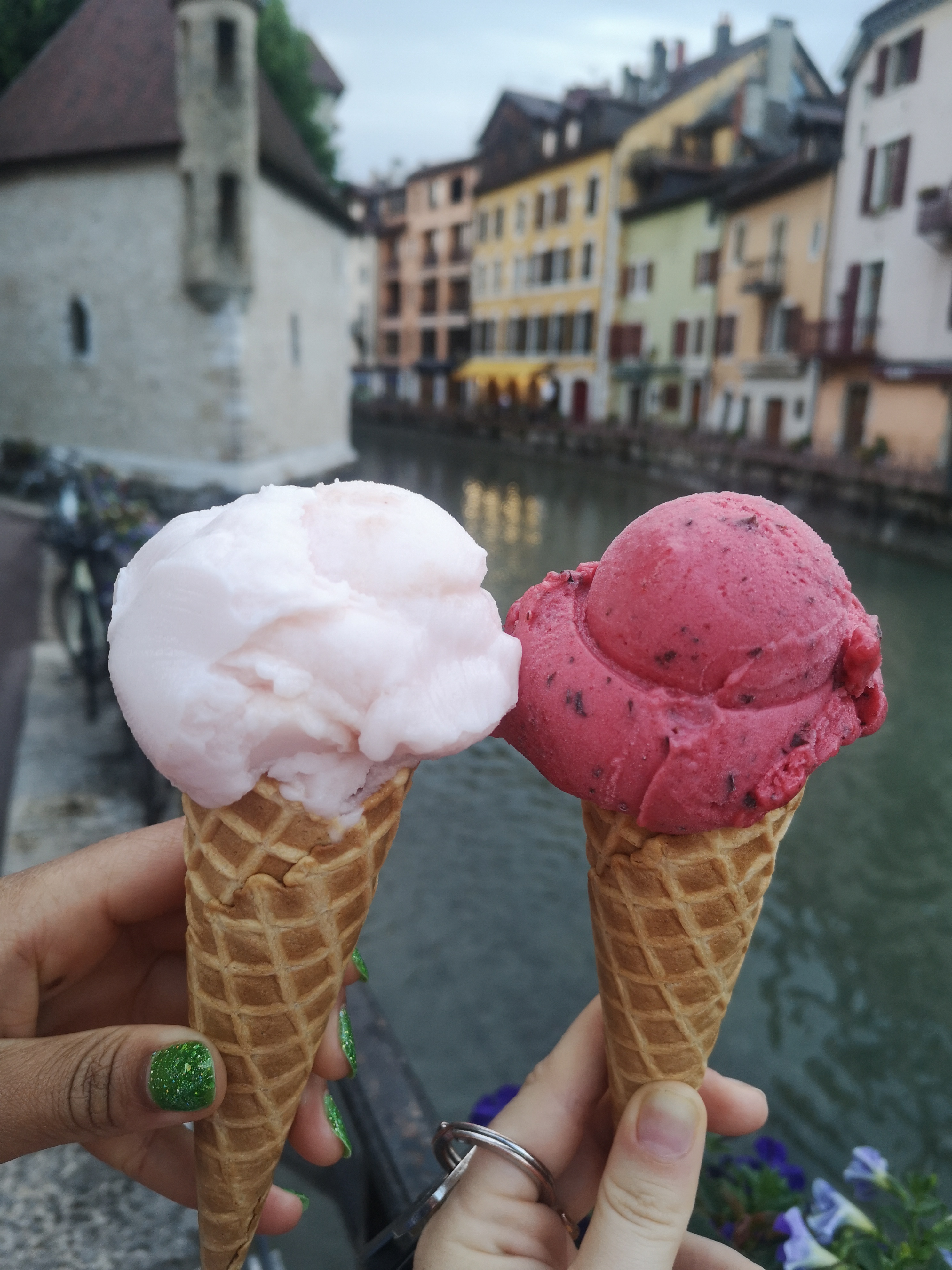 Danielle and I hold up our ice cream cones side by side