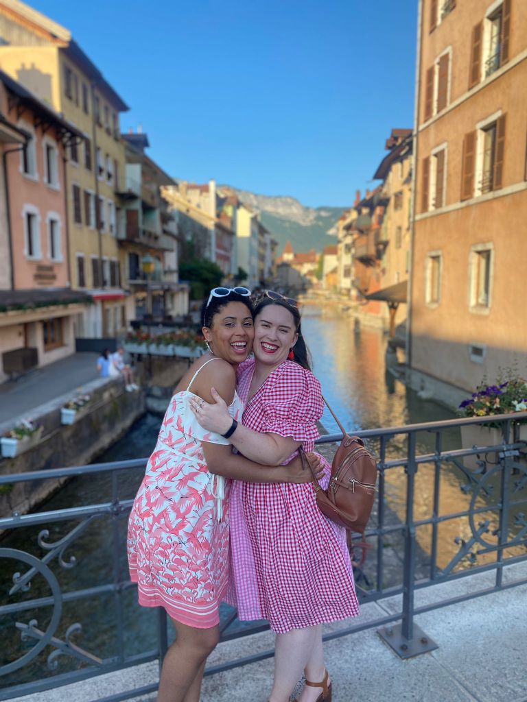 Danielle and I share a cuddle, smiling