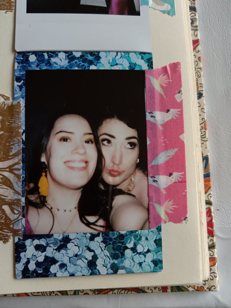 My sister-in-law and I pose for a polaroid selfie