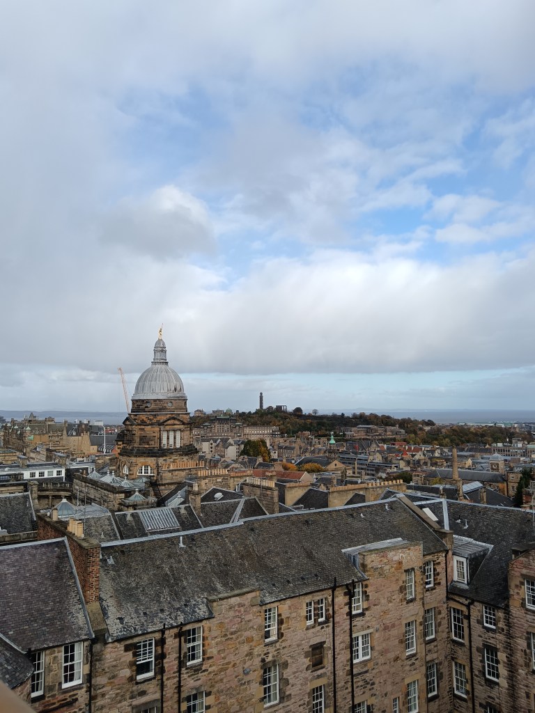 An overhead view of old Edinburgh buildings