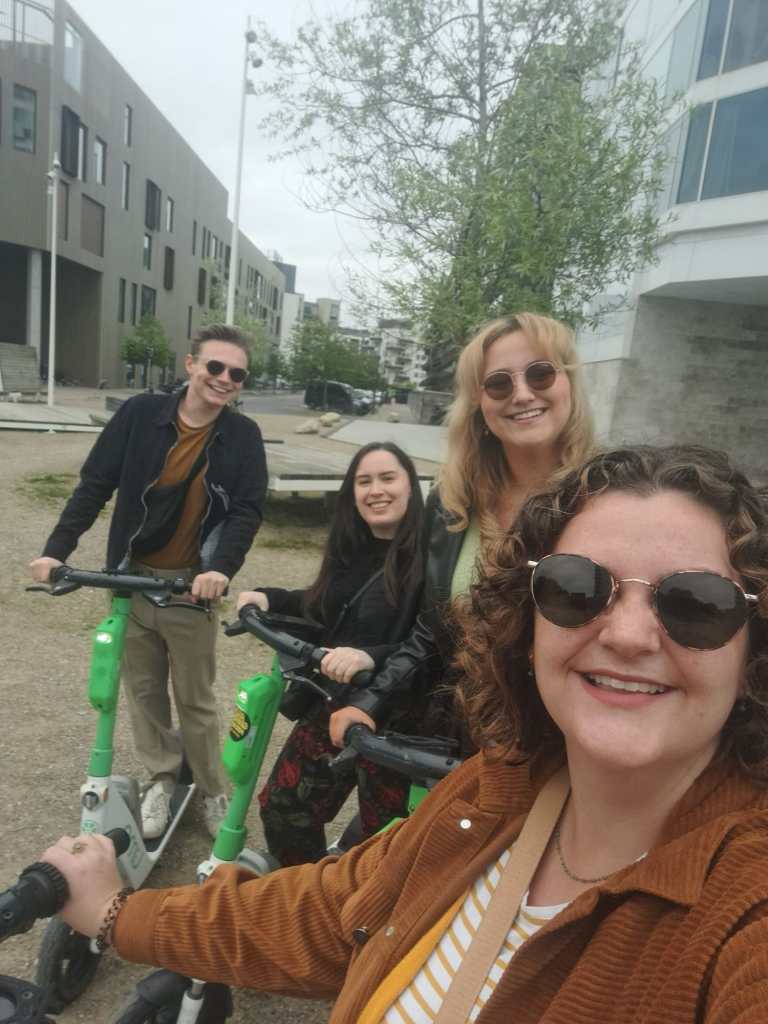We take a selfie with our e-scooters