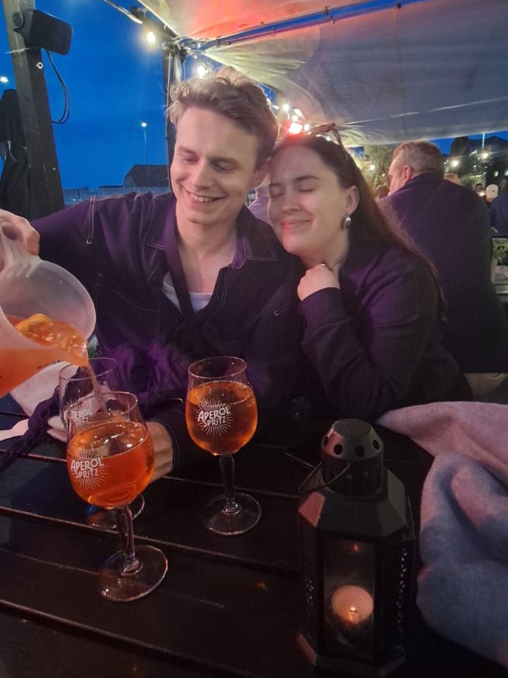 Jack and I snuggle while pouring spritz