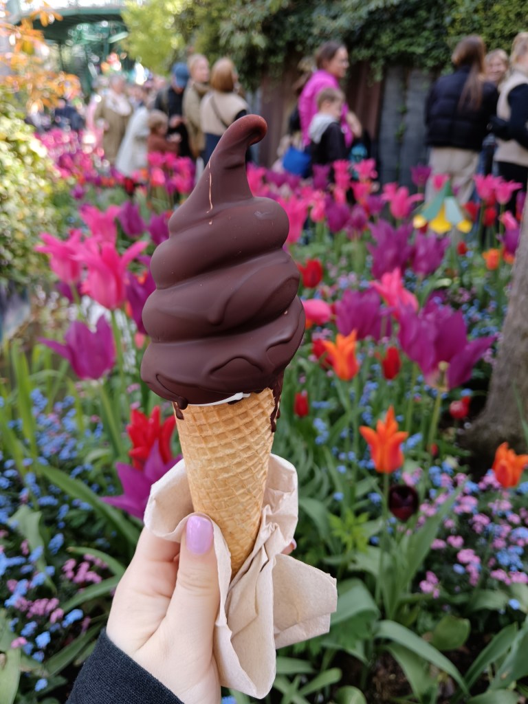 Ice cream cone dipped in chocolate