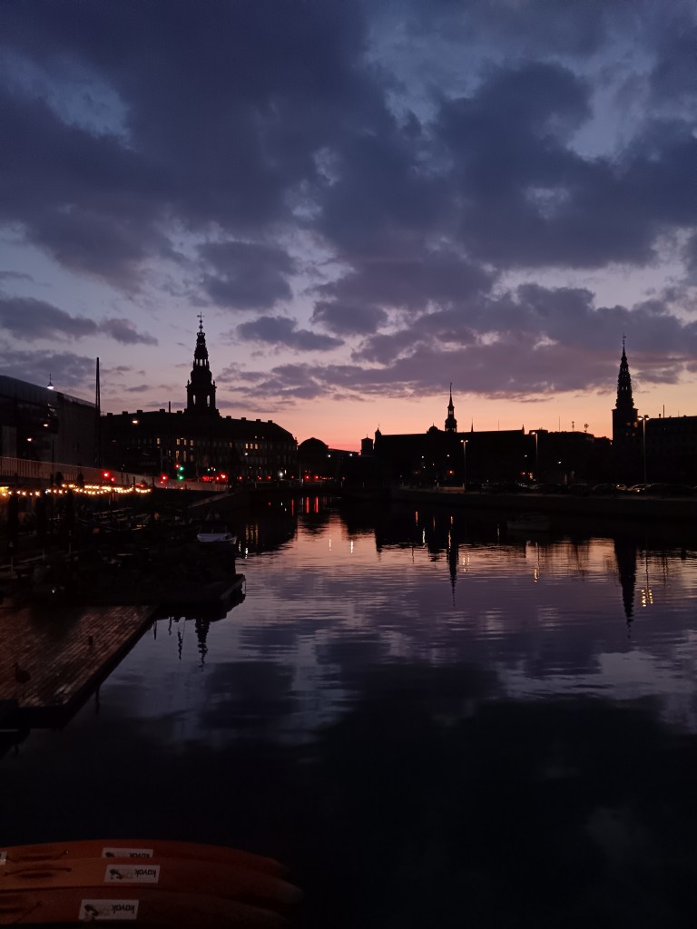The sunset reflecting on the canal