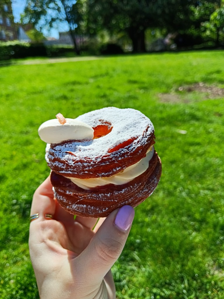 A rhubarb and cream pastry