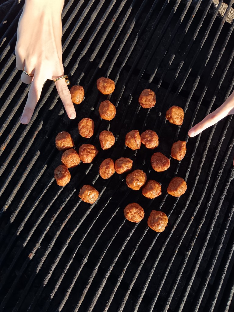 Meatballs on a barbecue