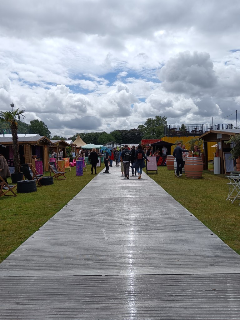 The walkway at an outdoor food festival