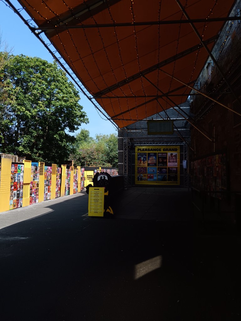 Posters line the walls at a Fringe venue
