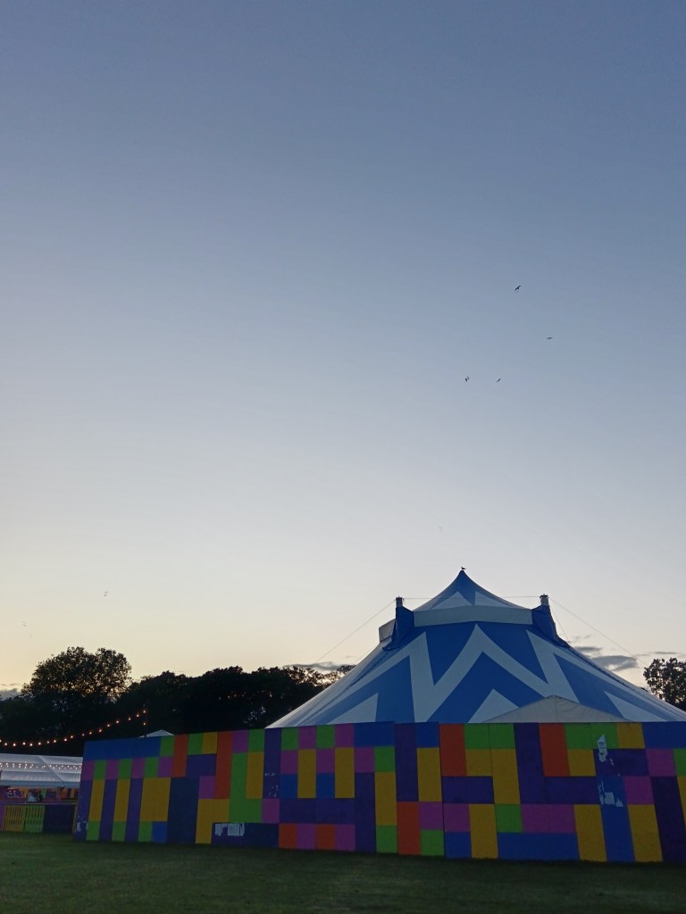 Circus tent against dusky sky
