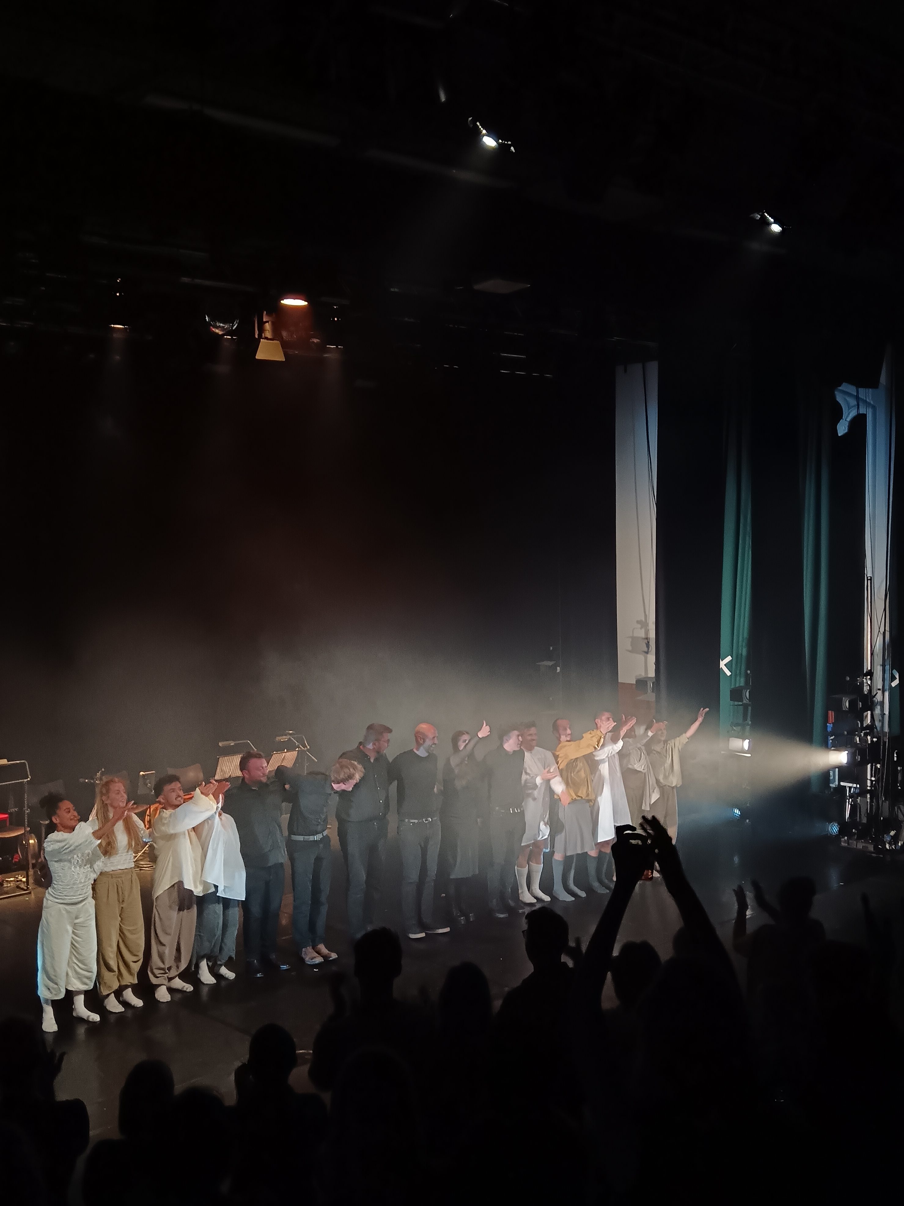 Scottish Dance Theatre dancers line up to bow together