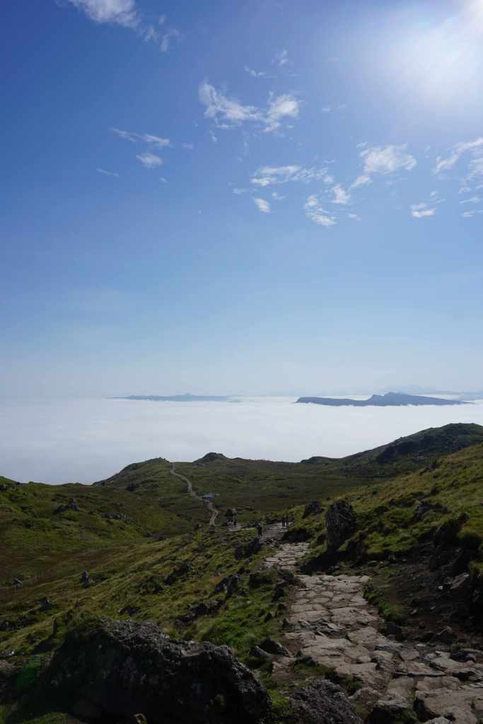Above the clouds in a mountain