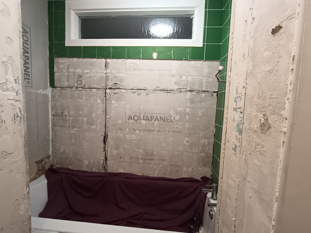 My bath area with the tiles taken back down
