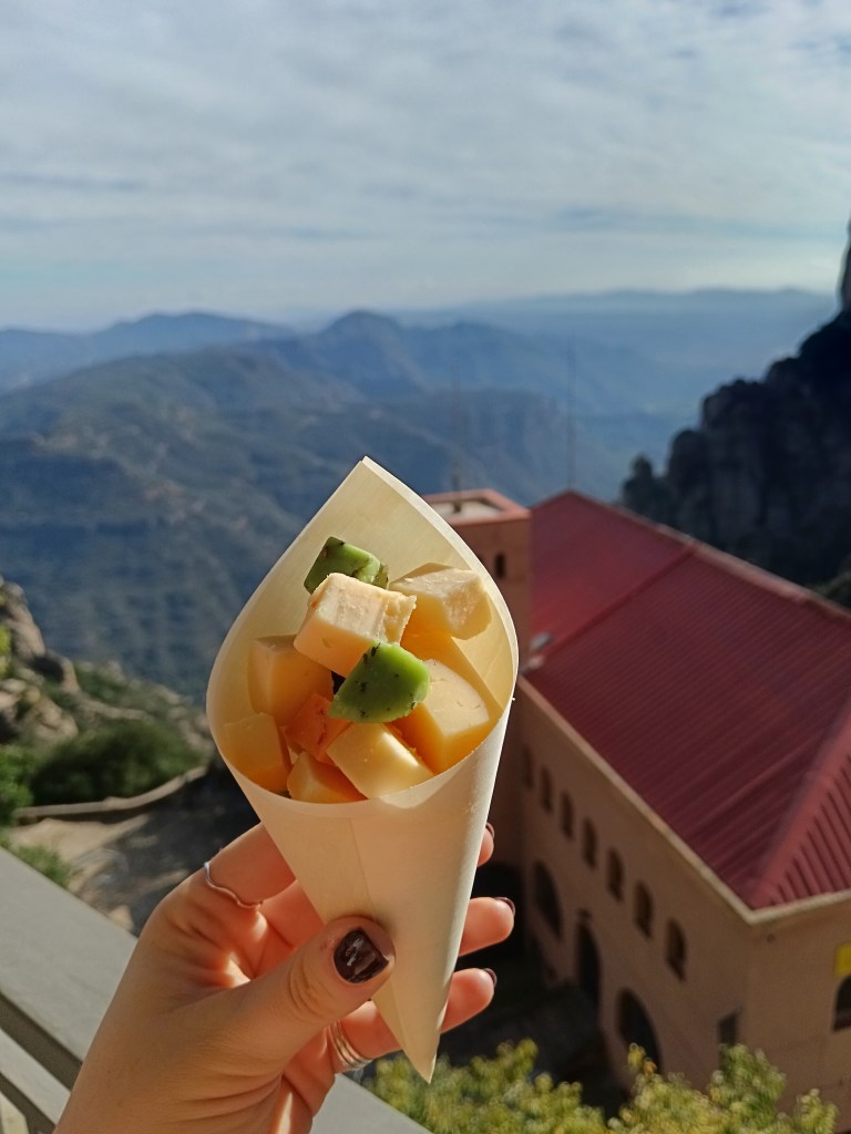 A wee cone of cheese cubes