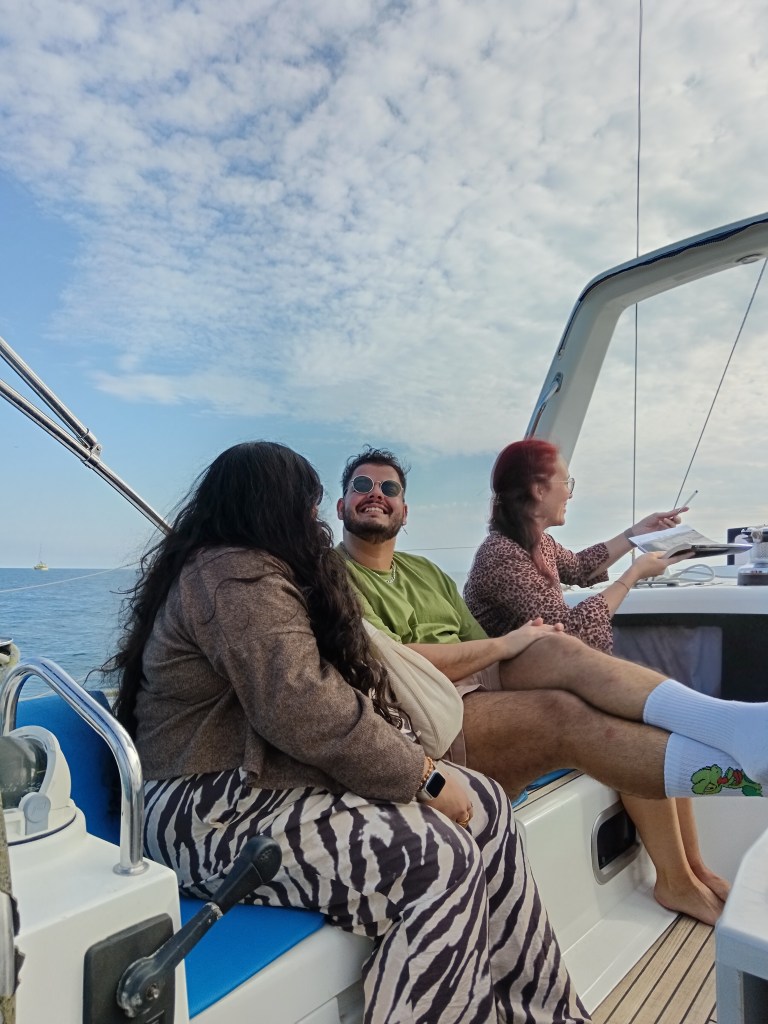 Bruno smiles on the boat
