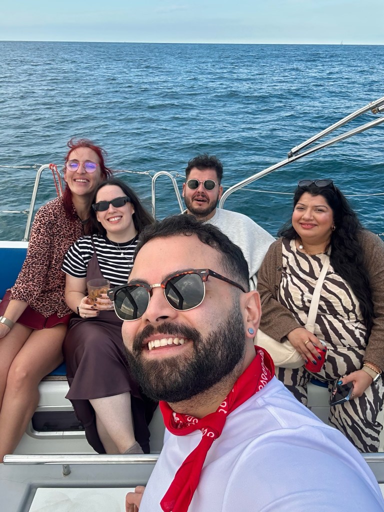 We all take a selfie on the boat