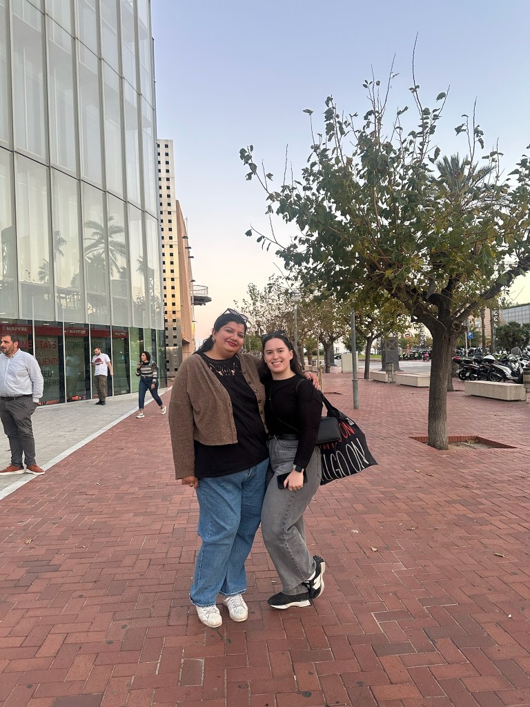 Sabina and I smile together