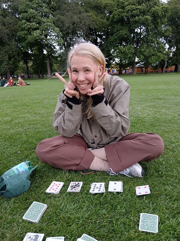 Matilda poses with our card game