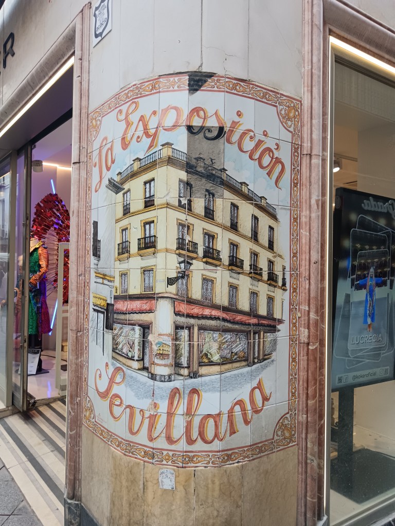 A building painted on tiles