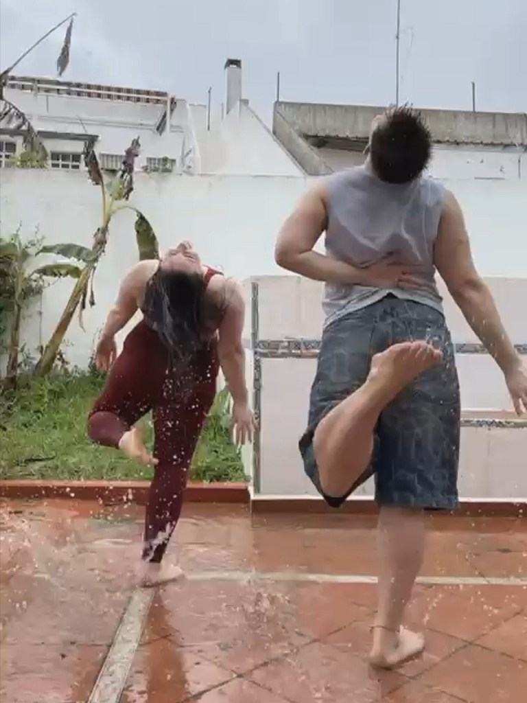 Ethan and I dancing in the rain