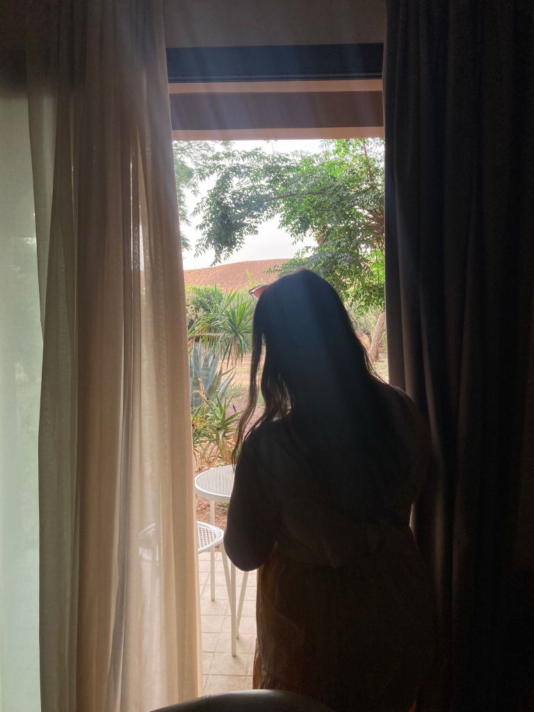 I look out our bedroom window