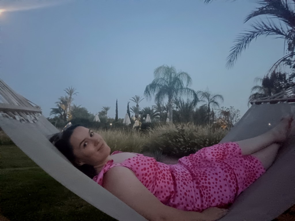 I look over while lying on a hammock