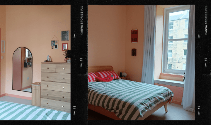 Composite image with glimpses at the new bedroom design