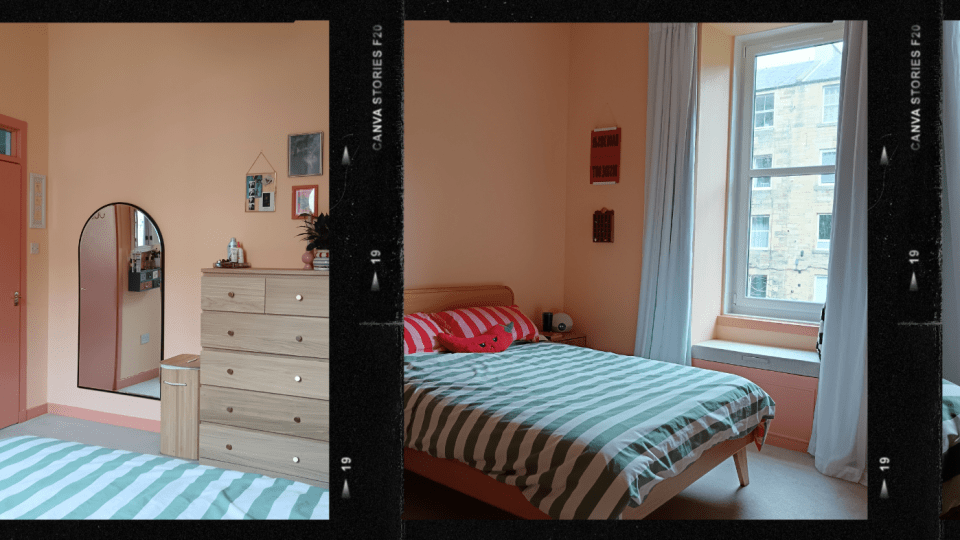 Composite image with glimpses at the new bedroom design