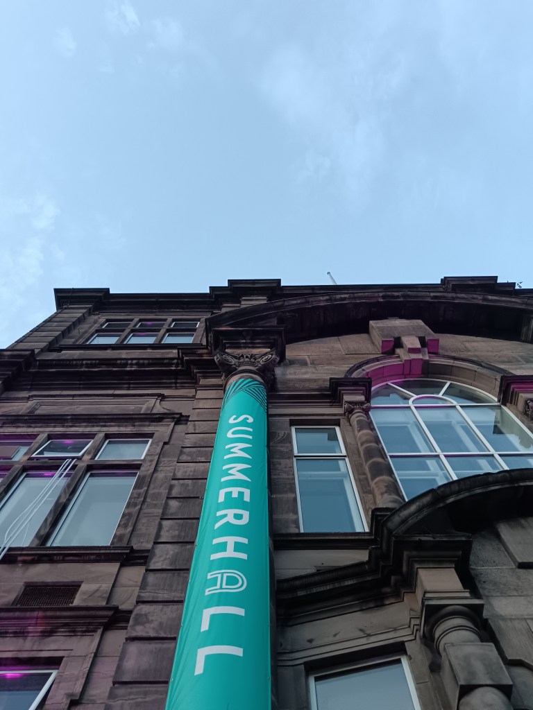 Upward shot of a pillared building