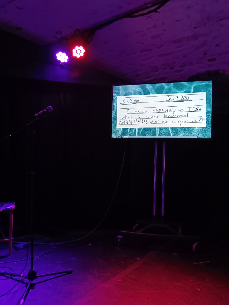 A powerpoint shows an excerpt of a childhood diary