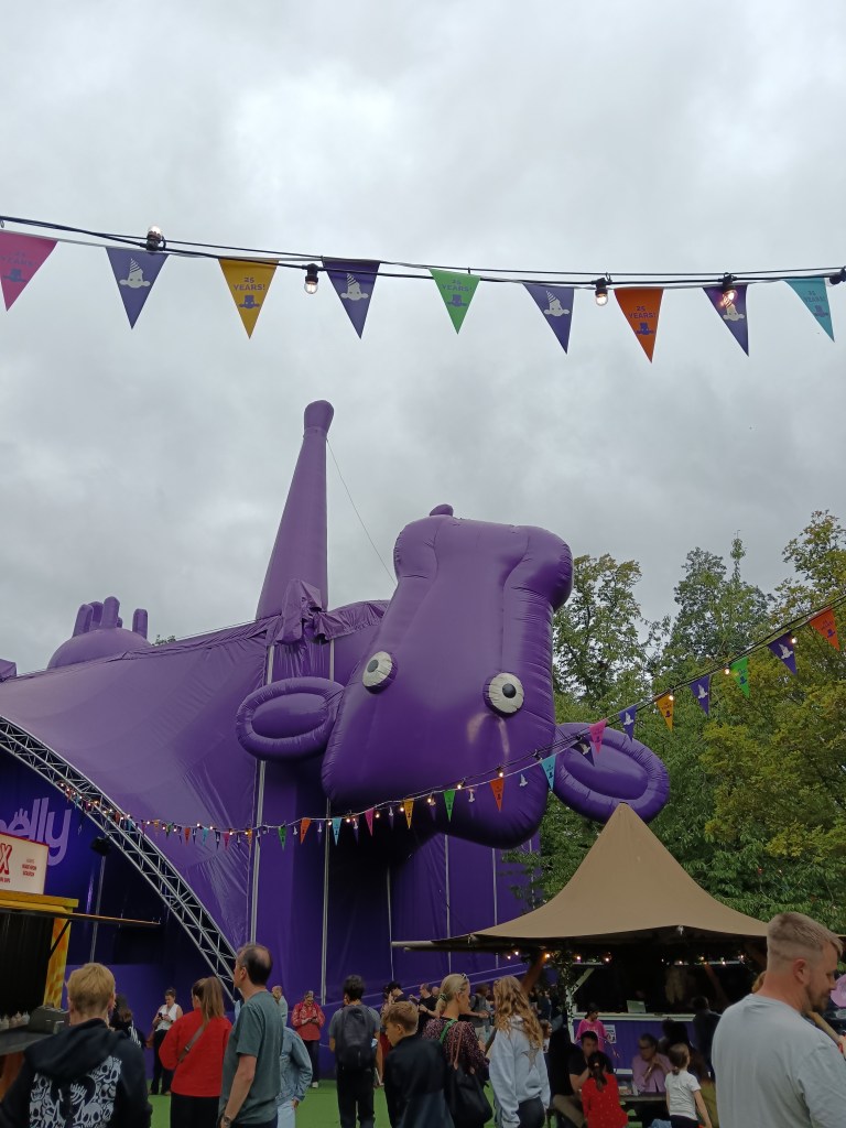 A giant purple cow tent
