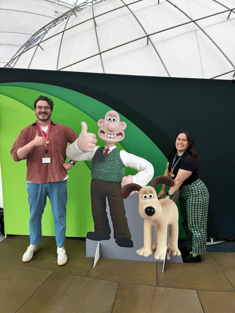 Allan and I pose with a Wallace and Gromit cut out