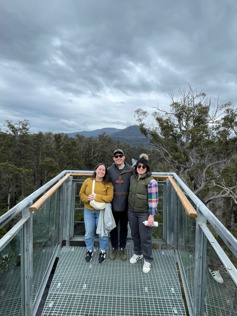 I stand on a platform with Stuart and Georgia