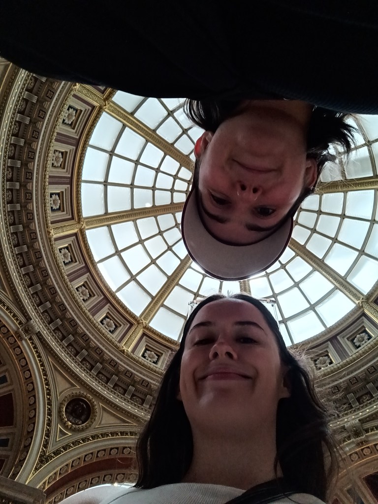 Claire and I look down under a large dome
