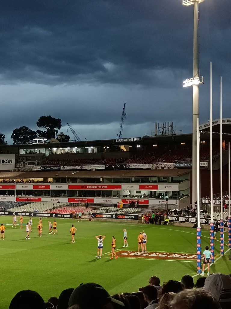 An AFLW game in progress