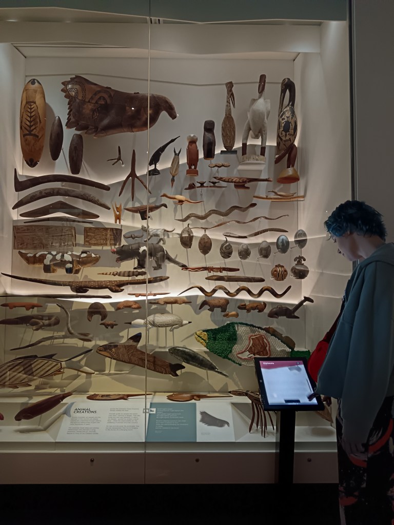 Ejay looks at aboriginal objects in the Melbourne Museum