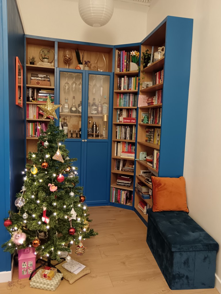 My festive full bookshelf