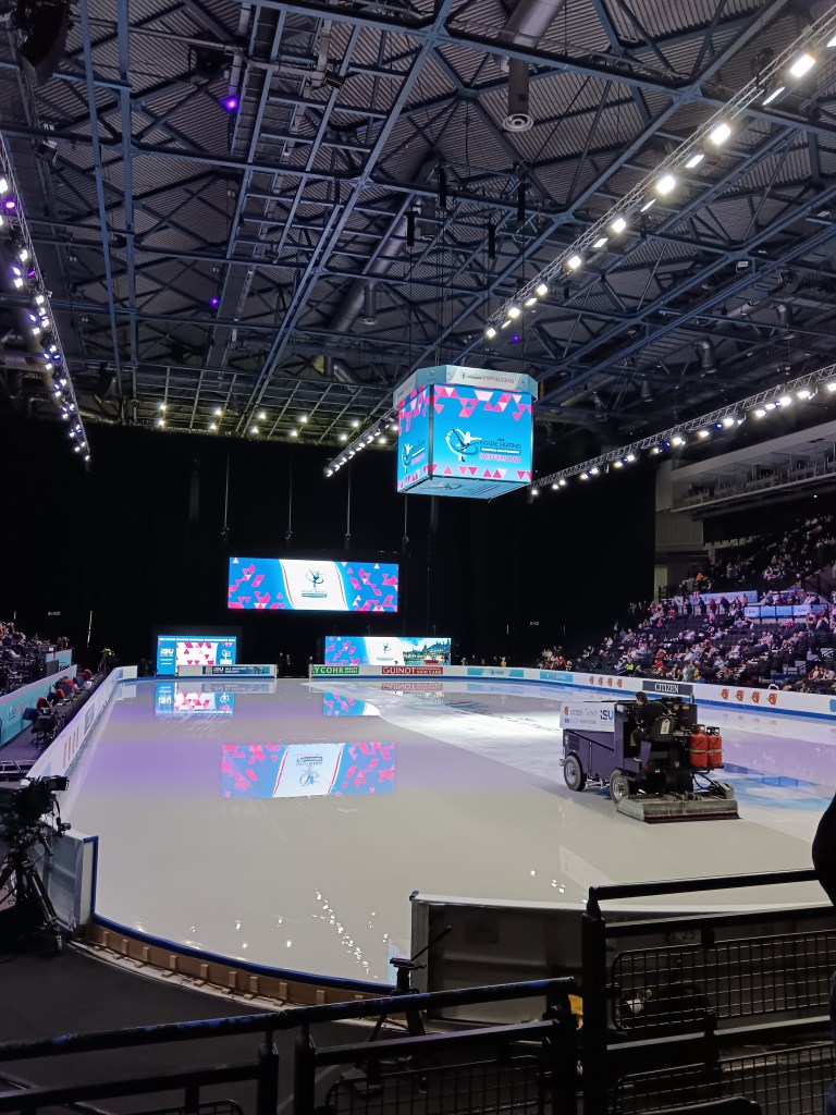 The Zamboni smooths the ice