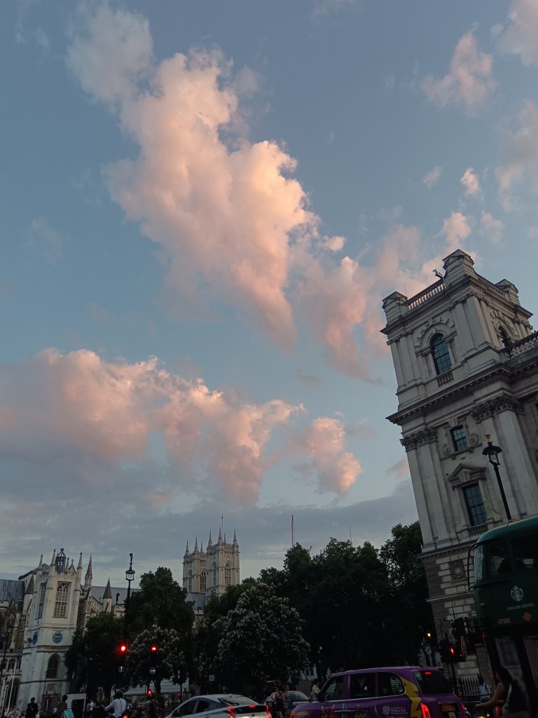 Pretty clouds against ornate London buildings