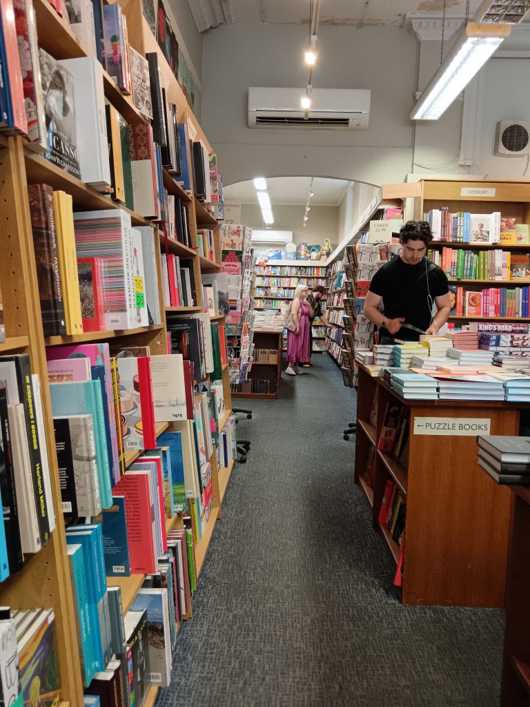 People browse shelves of books