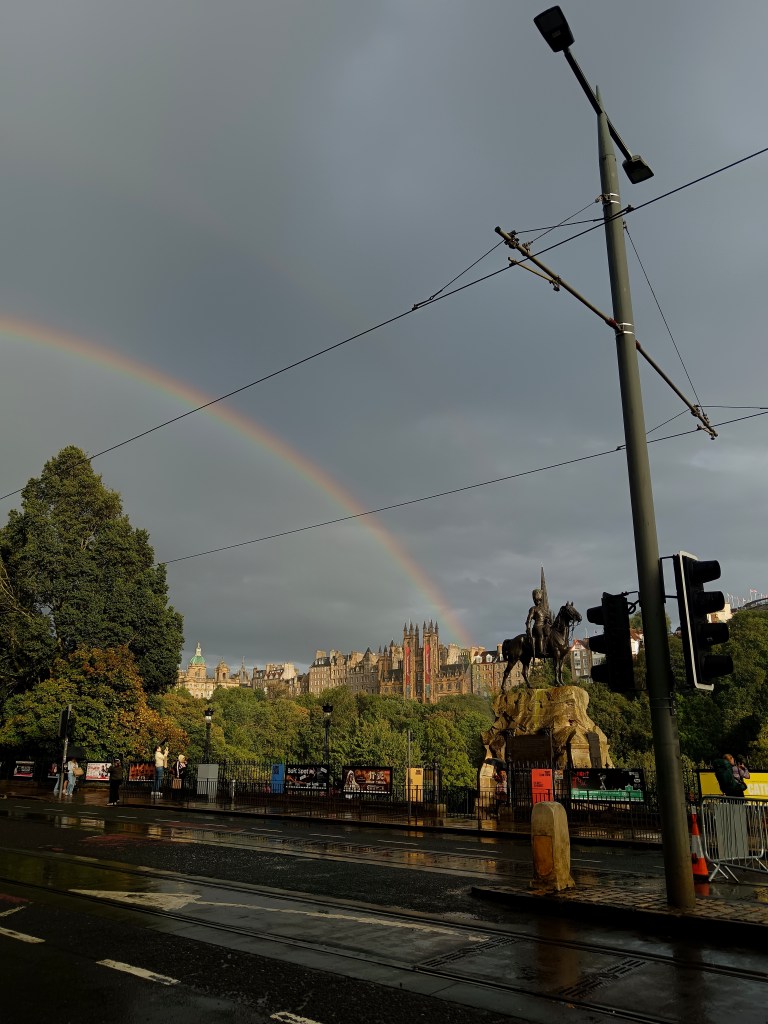 A double rainbow hangs over Edinburgh's skyline